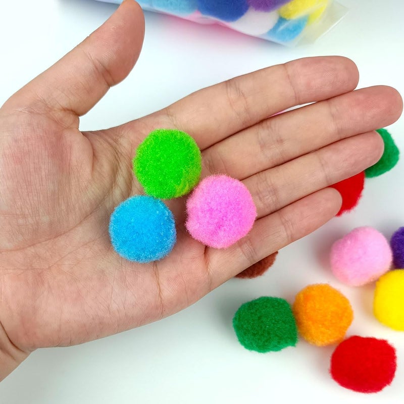 FKEYTO 200 Pieces Pom Poms, 1 Inch Craft Pom Poms, Fuzzy Pompom Puff Balls for DIY Arts, Crafts Projects, Home Decorations (Multi-Colored) - Image 3